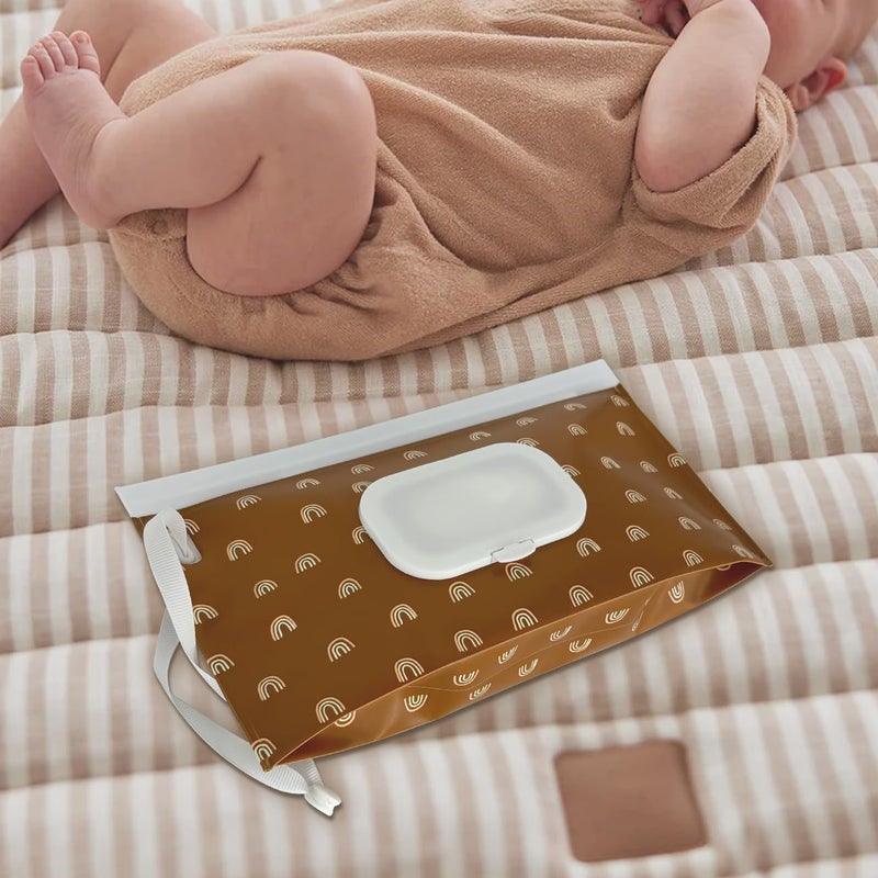 lethooly Baby Wipe Holder,Wipe Dispenser, 3-Pack Portable Refillable Wipe Container,Reusable Travel Baby Wipes Case, Waterproof and Dustproof, Wipe Holder for Diaper (Bohemian) - Image 5